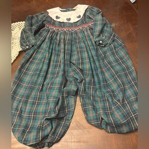 Vintage Savannah Baby Smocked Romper with Peter Pan Collar- 4T